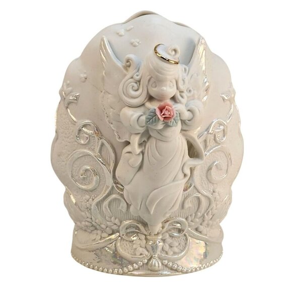 Vintage Precious Moments Angel Vase With Peace Poem Text 1995 Enesco Corp Cerami - Picture 1 of 12